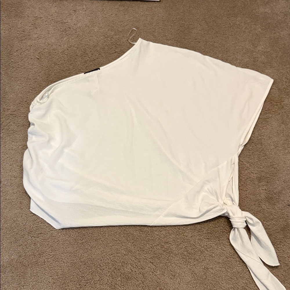 Zara White One-Shoulder Blouse
